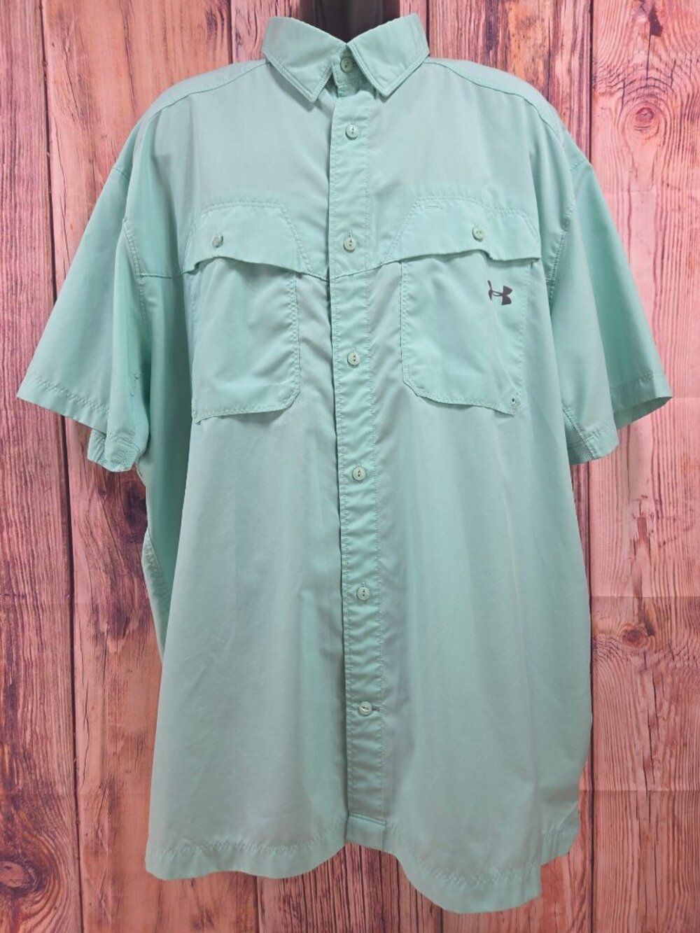 Under Armour Mens Aqua Short Sleeve Fishing Shirt Size 3XL